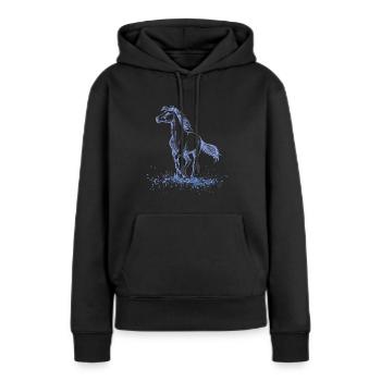 Pferd Pony blaues Glitzer Pony Liebe - Frauen Premium Bio Hoodie - Schwarz - Vorne - Julia (174cm)