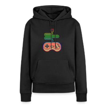 JOYSTICK VINTAGE - Sweat à capuche Premium bio Femme - noir - Devant - Julia (174cm)