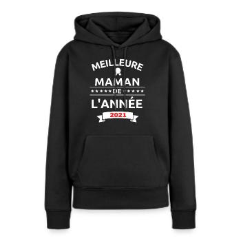 Meilleure maman de l'année 2021 - Sweat à capuche Premium bio Femme - noir - Devant - Julia (174cm)