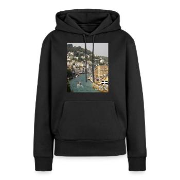 Looe - Frauen Premium Bio Hoodie - Schwarz - Vorne - Julia (174cm)