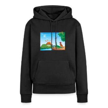volcan dinosaure - Sweat à capuche Premium bio Femme - noir - Devant - Julia (174cm)