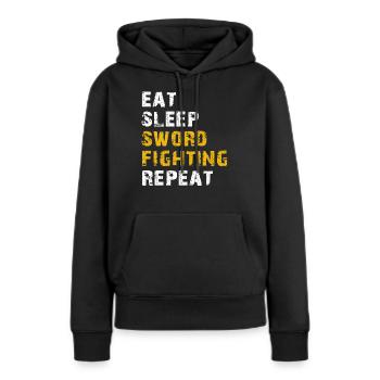 schlaf essen Schwertkampf - Frauen Premium Bio Hoodie - Schwarz - Vorne - Julia (174cm)