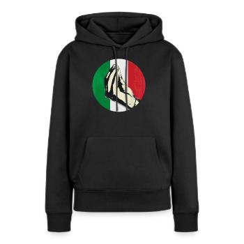 Sprechende italienische Handgeste Fun Geschenk - Frauen Premium Bio Hoodie - Schwarz - Vorne - Julia (174cm)