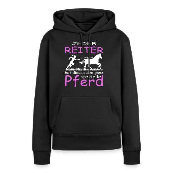 Jeder Reiter hat dieses eine ganz spezielle Pferd - Frauen Premium Bio Hoodie - Schwarz - Vorne - Julia (174cm)