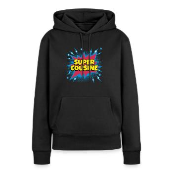 Super Cousine super héro supercousine - Sweat à capuche Premium bio Femme - noir - Devant - Julia (174cm)