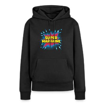 Super Marraine super héro supermarraine - Sweat à capuche Premium bio Femme - noir - Devant - Julia (174cm)