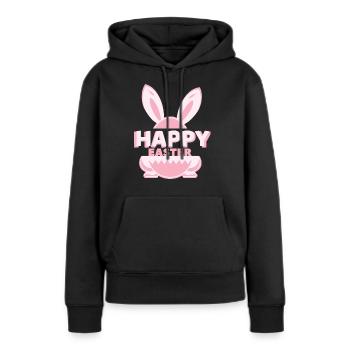 Joyeuses Pâques - Sweat à capuche Premium bio Femme - noir - Devant - Julia (174cm)