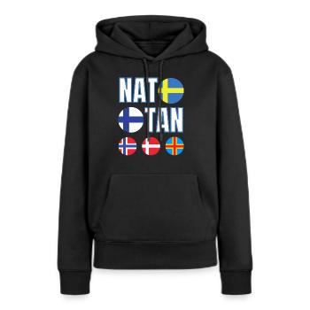 OTAN I prend Finlande Suède plus Norvège Danemark Islande - Sweat à capuche Premium bio Femme - noir - Devant - Julia (174cm)