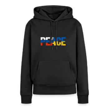 Russie Ukraine Paix - Sweat à capuche Premium bio Femme - noir - Devant - Julia (174cm)