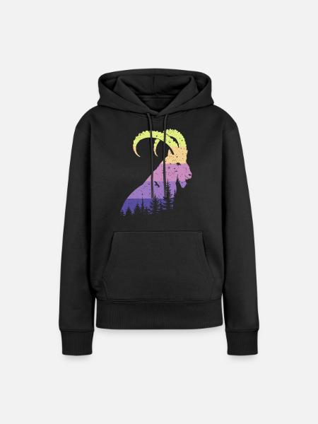 Steinbock - Frauen Premium Bio Hoodie - Schwarz