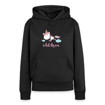 ADDISON Rose Licorne Nouveauté - Sweat à capuche Premium bio Femme - noir - Devant - Julia (174cm)