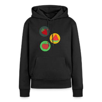 Fruits - Sweat à capuche Premium bio Femme - noir - Devant - Julia (174cm)