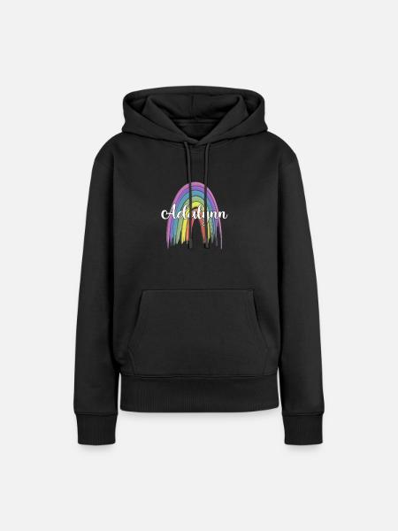 ANDREA Rainbow Cursive - Frauen Premium Bio Hoodie - Schwarz