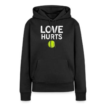 Cadeaux de joueur de tennis L’amour fait mal au tennis drôle - Sweat à capuche Premium bio Femme - noir - Devant - Julia (174cm)