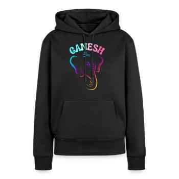 GANESH ELEPHANT GO Happy Ganesh Chaturthi - Sweat à capuche Premium bio Femme - noir - Devant - Julia (174cm)