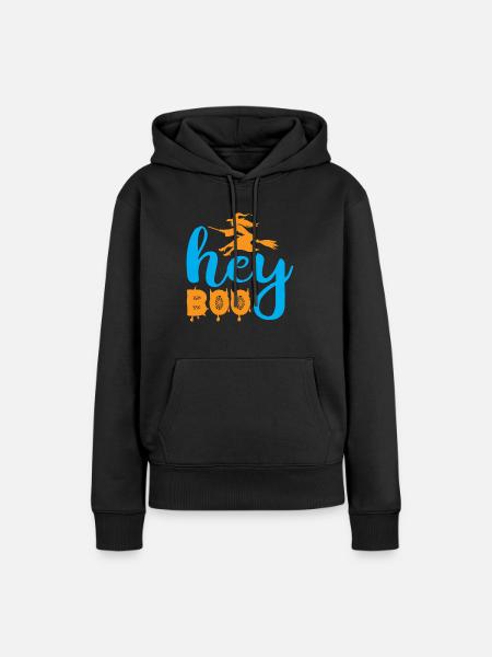 Hey boo - Halloween-Humor - Frauen Premium Bio Hoodie - Schwarz