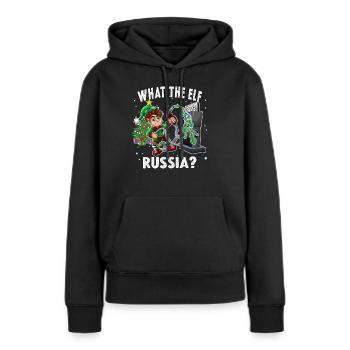 Drôle Elf Pompe à essence Noël Ce que l’Elfe - Sweat à capuche Premium bio Femme - noir - Devant - Julia (174cm)