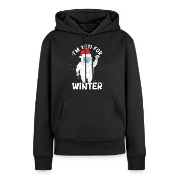 Je suis Yeti pour la neige blanche de Noël d’hiver - Sweat à capuche Premium bio Femme - noir - Devant - Julia (174cm)