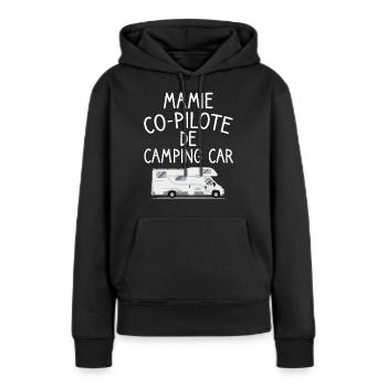 Mamie co-pilote de camping car cadeau mamie van - Sweat à capuche Premium bio Femme - noir - Devant - Julia (174cm)