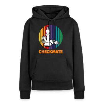 T-shirt échecs et mat - Sweat à capuche Premium bio Femme - noir - Devant - Julia (174cm)