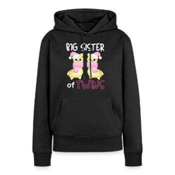 Daughter Promoted to Big Sister of Twins Llama - Frauen Premium Bio Hoodie - Schwarz - Vorne - Julia (174cm)