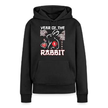 Jahr des Kaninchens Chinesisches Neujahr Mondfrühling - Frauen Premium Bio Hoodie - Schwarz - Vorne - Julia (174cm)