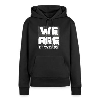 Wir sind das Universum - Frauen Premium Bio Hoodie - Schwarz - Vorne - Julia (174cm)