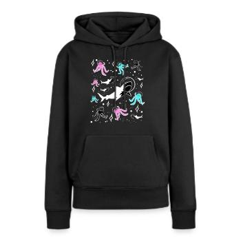 Weltraum - Meeresbesuch - Frauen Premium Bio Hoodie - Schwarz - Vorne - Julia (174cm)