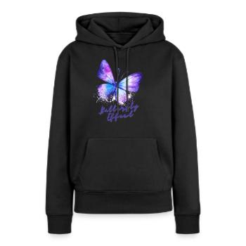 Effet papillon - Sweat à capuche Premium bio Femme - noir - Devant - Julia (174cm)