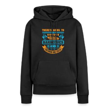 ES WIRD BARBECUE UND MAKKARONI UND - Frauen Premium Bio Hoodie - Schwarz - Vorne - Julia (174cm)