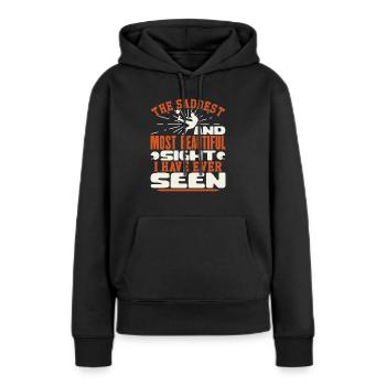 LE SPECTACLE LE PLUS TRISTE ET LE PLUS BEAU QUE J’AI JAMAIS EU - Sweat à capuche Premium bio Femme - noir - Devant - Julia (174cm)