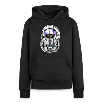chat astronaute dans l espace - Sweat à capuche Premium bio Femme - noir - Devant - Julia (174cm)