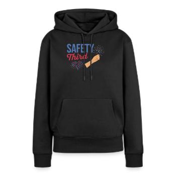 Drôle 4 juillet Patriotic Fireworks Safety Troisième - Sweat à capuche Premium bio Femme - noir - Devant - Julia (174cm)