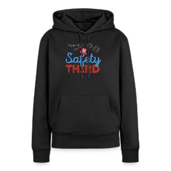 Drôle de feu d’artifice patriotique du 4 juillet - Sweat à capuche Premium bio Femme - noir - Devant - Julia (174cm)
