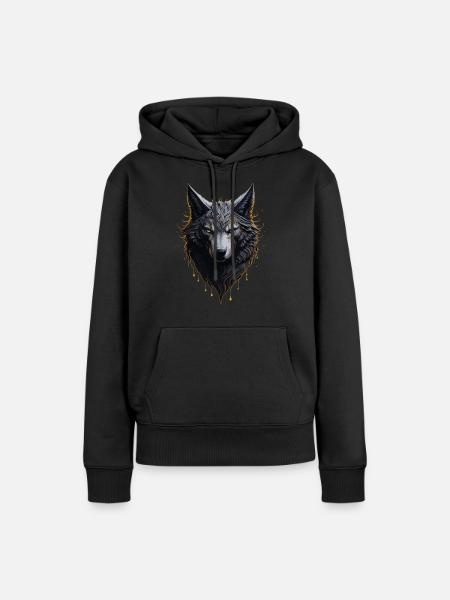 WOLF DESIGN - Frauen Premium Bio Hoodie - Schwarz