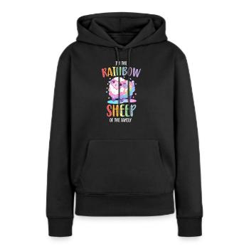 Rainbow Sheep LGBTQ Transgender Pride Community - Sweat à capuche Premium bio Femme - noir - Devant - Julia (174cm)