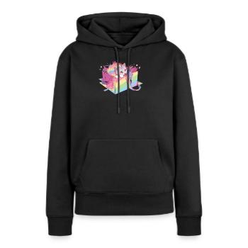 Cool Cat Lesbian Gay Pride LGBT Rainbow Community - Sweat à capuche Premium bio Femme - noir - Devant - Julia (174cm)