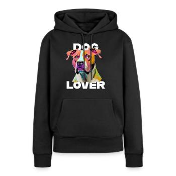 Dog Lover American Stafford - Frauen Premium Bio Hoodie - Schwarz - Vorne - Julia (174cm)