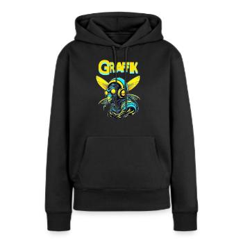 Graphique - Sweat à capuche Premium bio Femme - noir - Devant - Julia (174cm)