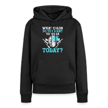 Welche Farbe willst du heute tragen Paintball Team - Frauen Premium Bio Hoodie - Schwarz - Vorne - Julia (174cm)