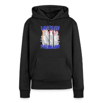 Produits laitiers sans lactose sans lait Produits amusants - Sweat à capuche Premium bio Femme - noir - Devant - Julia (174cm)