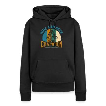 Mycologue champignon champion de cache-cache - Sweat à capuche Premium bio Femme - noir - Devant - Julia (174cm)