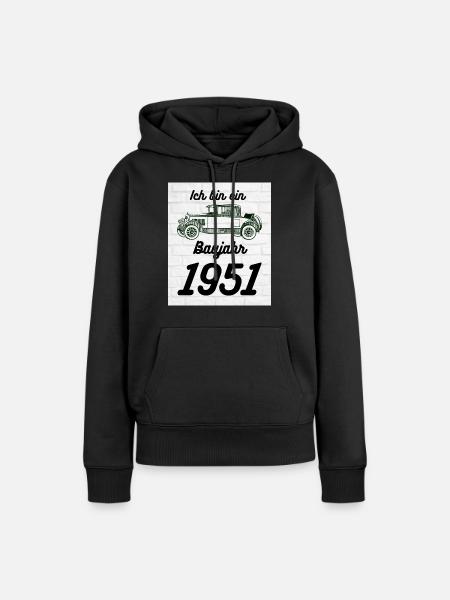 Oldtimer 1951 - Frauen Premium Bio Hoodie - Schwarz