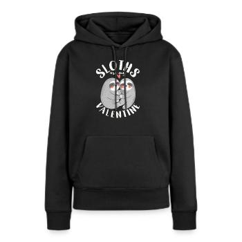 Les paresseux sont mon animal d’amant paresseux de la Saint-Valentin - Sweat à capuche Premium bio Femme - noir - Devant - Julia (174cm)