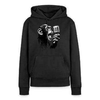 Chef de bande de singes | Orchestre des singes - Sweat à capuche Premium bio Femme - noir - Devant - Julia (174cm)