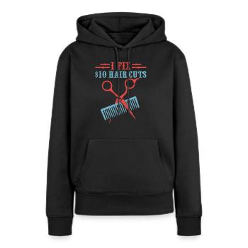 Je répare les coupes de cheveux à 10 $ Coupe de cheveux de de salon de coiffure - Sweat à capuche Premium bio Femme - noir - Devant - Julia (174cm)