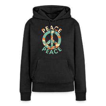 FRIEDE - Frauen Premium Bio Hoodie - Schwarz - Vorne - Julia (174cm)