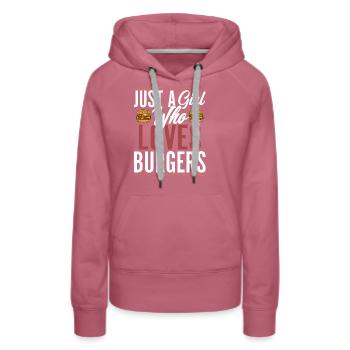 Juste Une Fille Qui Aime Les Burgers Hamburger Nourriture Viande - Sweat à capuche Premium bio Femme - mauve - Devant - Isabella (175cm)