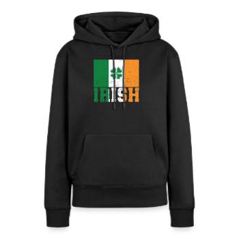 Patriotische irische Flagge Irland Kleeblatt - Frauen Premium Bio Hoodie - Schwarz - Vorne - Julia (174cm)