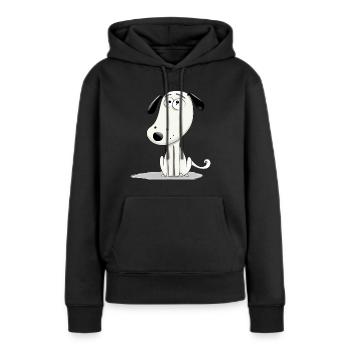 Okô, der skeptische Hund - Frauen Premium Bio Hoodie - Schwarz - Vorne - Julia (174cm)